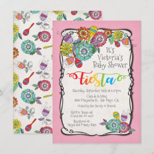 Colourful Boho Floral Mexican Fiesta Baby Shower Invitation