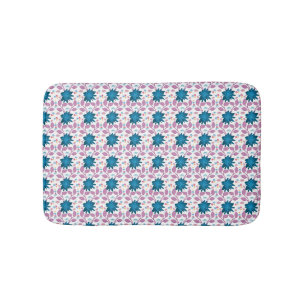 Colourful Boho Floral Pattern Retro Flower  Bath Mat