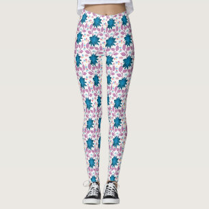 Colourful Boho Floral Pattern Retro Flower  Leggings