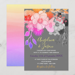 Colourful Boho Floral Wedding Invitation