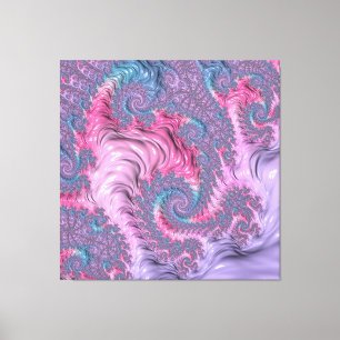 Colourful Boho Hippie Groovy Trippy Pastel Fractal Canvas Print