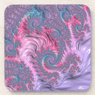 Colourful Boho Hippie Groovy Trippy Pastel Fractal Coaster