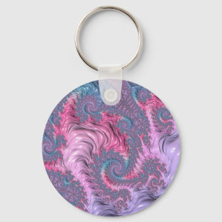 Colourful Boho Hippie Groovy Trippy Pastel Fractal Keychain
