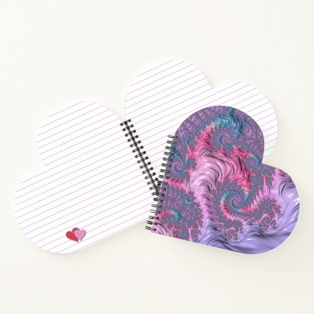 Colourful Boho Hippie Groovy Trippy Pastel Fractal Notebook (Inside)