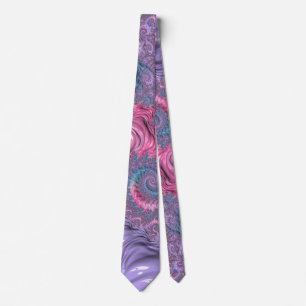 Colourful Boho Hippie Groovy Trippy Pastel Fractal Tie
