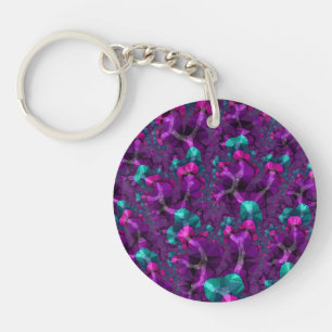 Colourful Boho Hippie Jewel Tone Low Poly Fractal Keychain