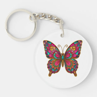 Colourful Boho Mandala Butterfly Acrylic Keychain