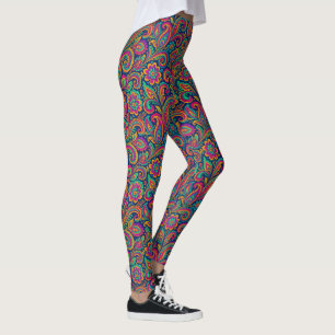 Colourful Boho Paisley Folk Art Leggings