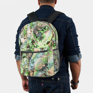 Colourful Boho Pastel Fractal Marble Abstract Art Printed Backpack