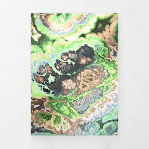 Colourful Boho Pastel Fractal Marble Abstract Art Tri-Fold Card