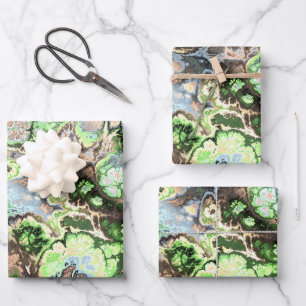 Colourful Boho Pastel Fractal Marble Abstract Art Wrapping Paper Sheet