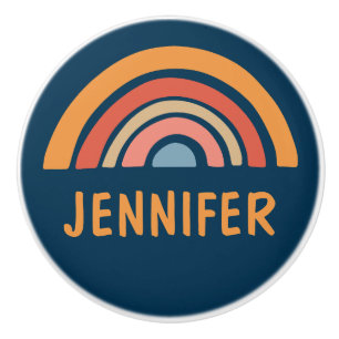 Colourful boho rainbow design ceramic knob