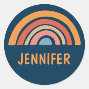 Colourful boho rainbow design classic round sticker
