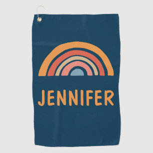 Colourful boho rainbow design golf towel