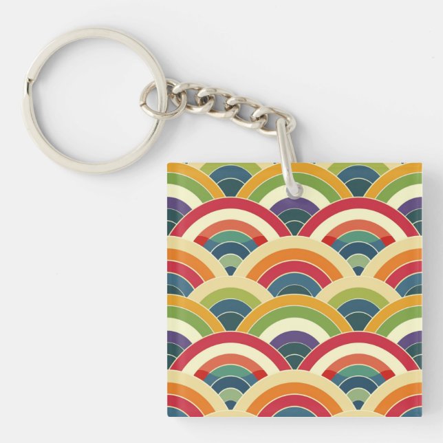 Colourful Boho Rainbow Keychain (Front)