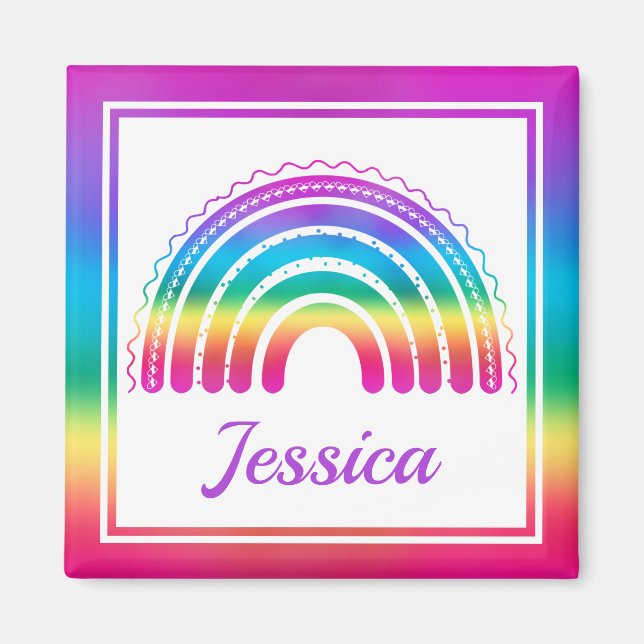 Colourful Boho Rainbow Magnet (Front)