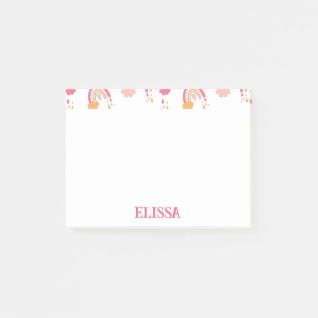 Colourful Boho Rainbow Pattern Name Personalized Post-it Notes (Front)