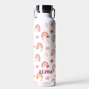 Colourful Boho Rainbow Pattern Personalized Water Bottle