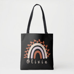 Colourful Boho Rainbow with a Personalized Name Tote Bag