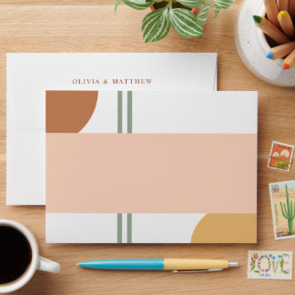 Colourful Boho Retro Arches Wedding Return Address Envelope