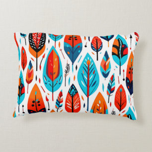 Colourful Boho Seamless Leaf Pattern Accent Pillow