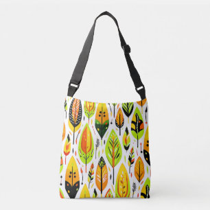 Colourful Boho Seamless Leaf Pattern Crossbody Bag