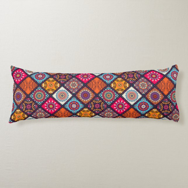 colourful boho style body pillow (Front)