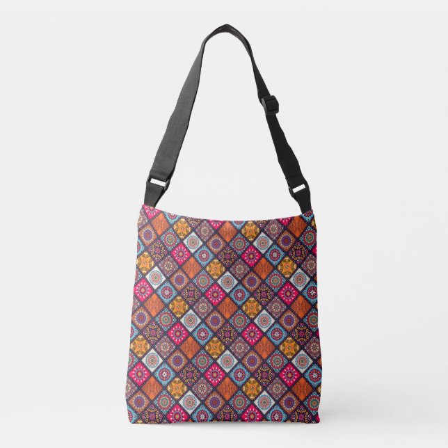 colourful boho style crossbody bag (Front)
