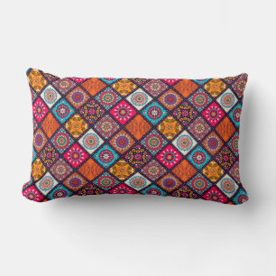 colourful boho style lumbar pillow