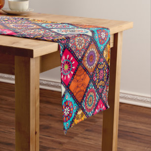 colourful boho style short table runner