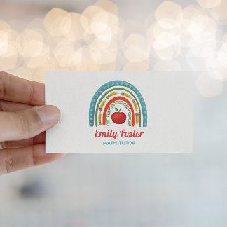 Colourful Boho Teacher Rainbow Custom  Business Card