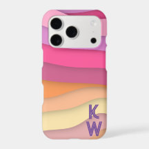 Colourful Boho Wavy Stripes Monogram two letter