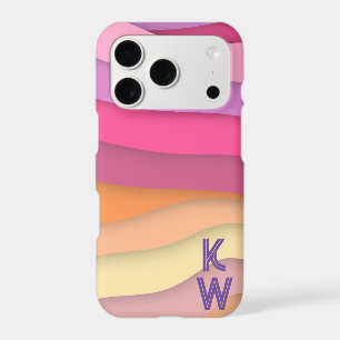 Colourful Boho Wavy Stripes Monogram two letter