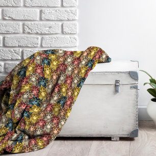 Colourful Boho Woodland Owl Pattern Fleece Blanket