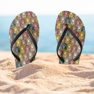 Colourful Boho Woodland Owl Pattern Flip Flops