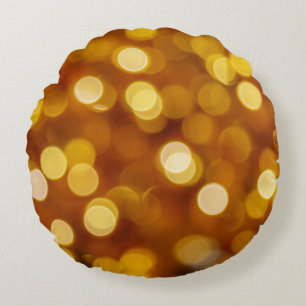 Colourful bokeh lights, Christmas background. Round Pillow