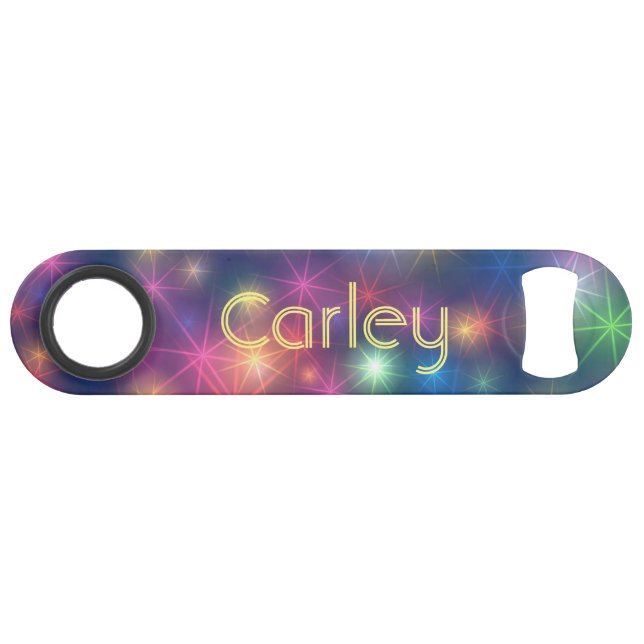 Colourful Bokeh Sparkles Personalised Bar Key (Front (Horizontal))