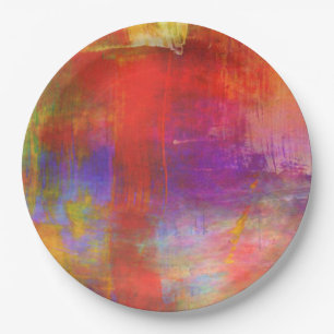 Colourful Bold Abstract Painting Paper Plate