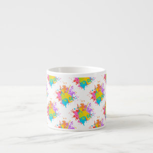 Colourful Bold Abstract Watercolor Splash Coffee Espresso Cup