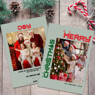 Colourful Bold Christmas Family Photos Holiday Car Card