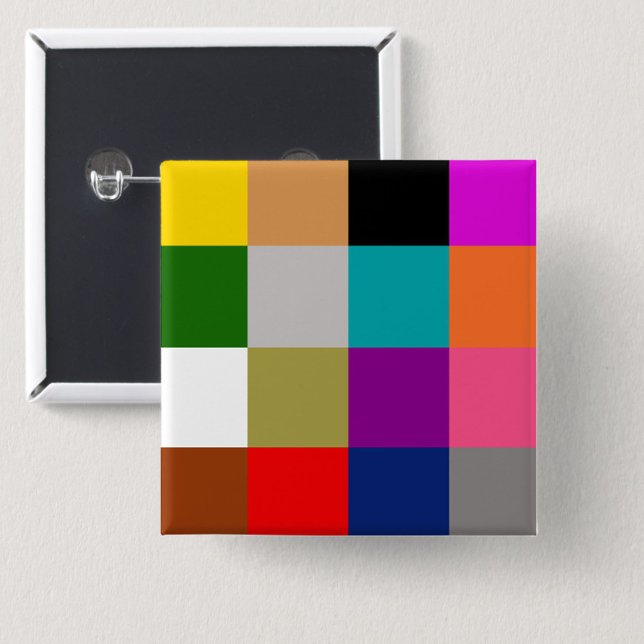 Colourful Bold Colour Blocks Pattern Design  2 Inch Square Button (Creator Uploaded)