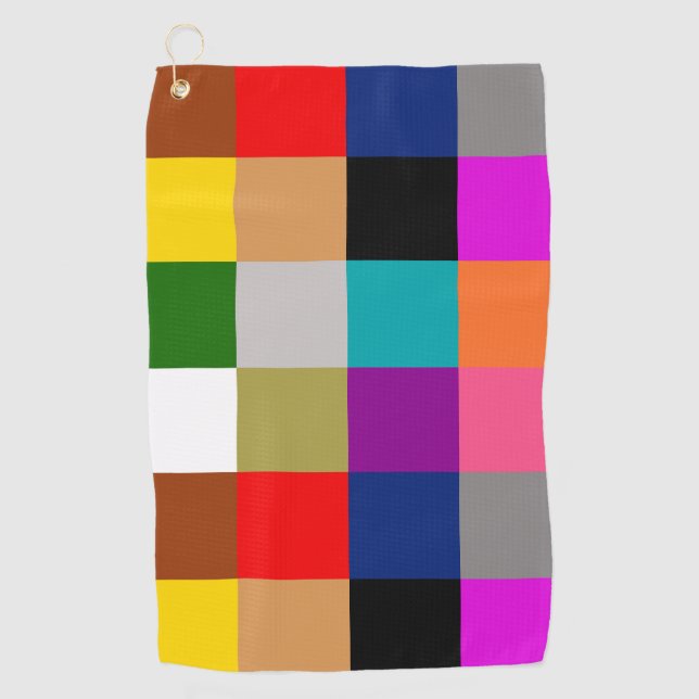 Colourful Bold Colour Blocks Pattern Design  Golf Towel (Front)