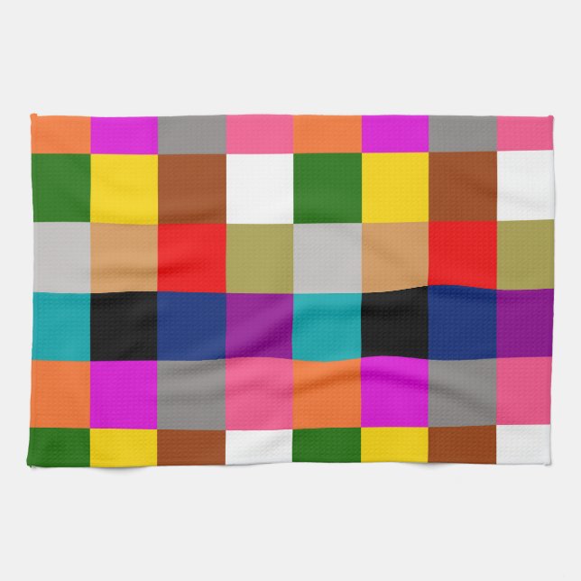 Colourful Bold Colour Blocks Pattern Design  Kitchen Towel (Horizontal)
