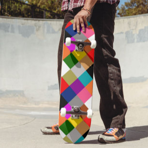 Colourful Bold Colour Blocks Pattern Design Skateboard