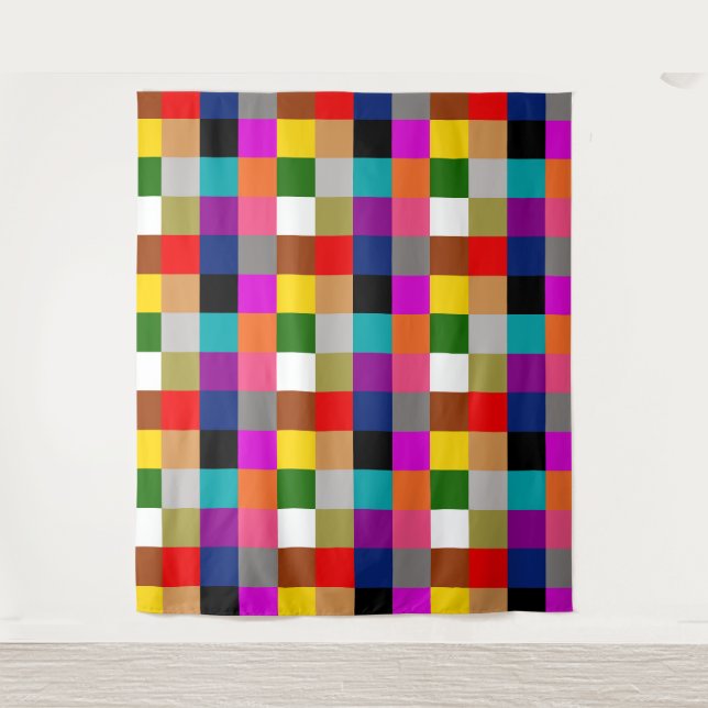 Colourful Bold Colour Blocks Pattern Design  Tapestry (Front)