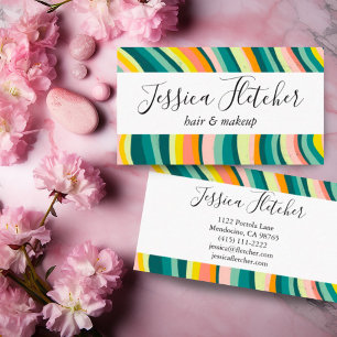 Colourful Bold Curves Stripes Minimalist Elegant Business Card