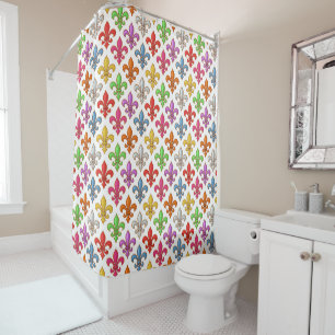 Colourful Bold Fleur-de-lis Flowers White