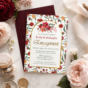 Colourful Bold Floral Blooms Engagement Party Invitation