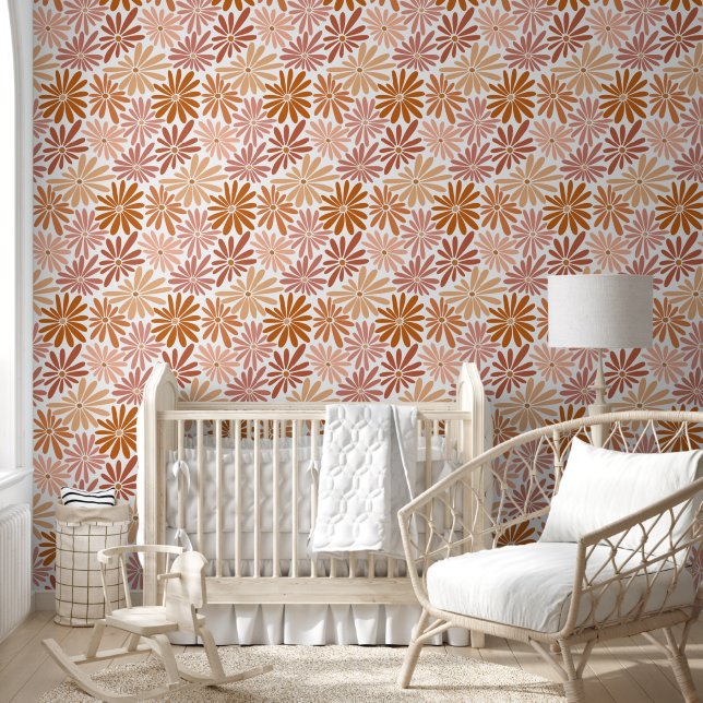 Colourful Bold Floral Retro Pattern  Wallpaper (Kids)