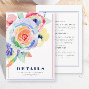 Colourful Bold Flower LGBTQ Wedding Details Enclosure Card